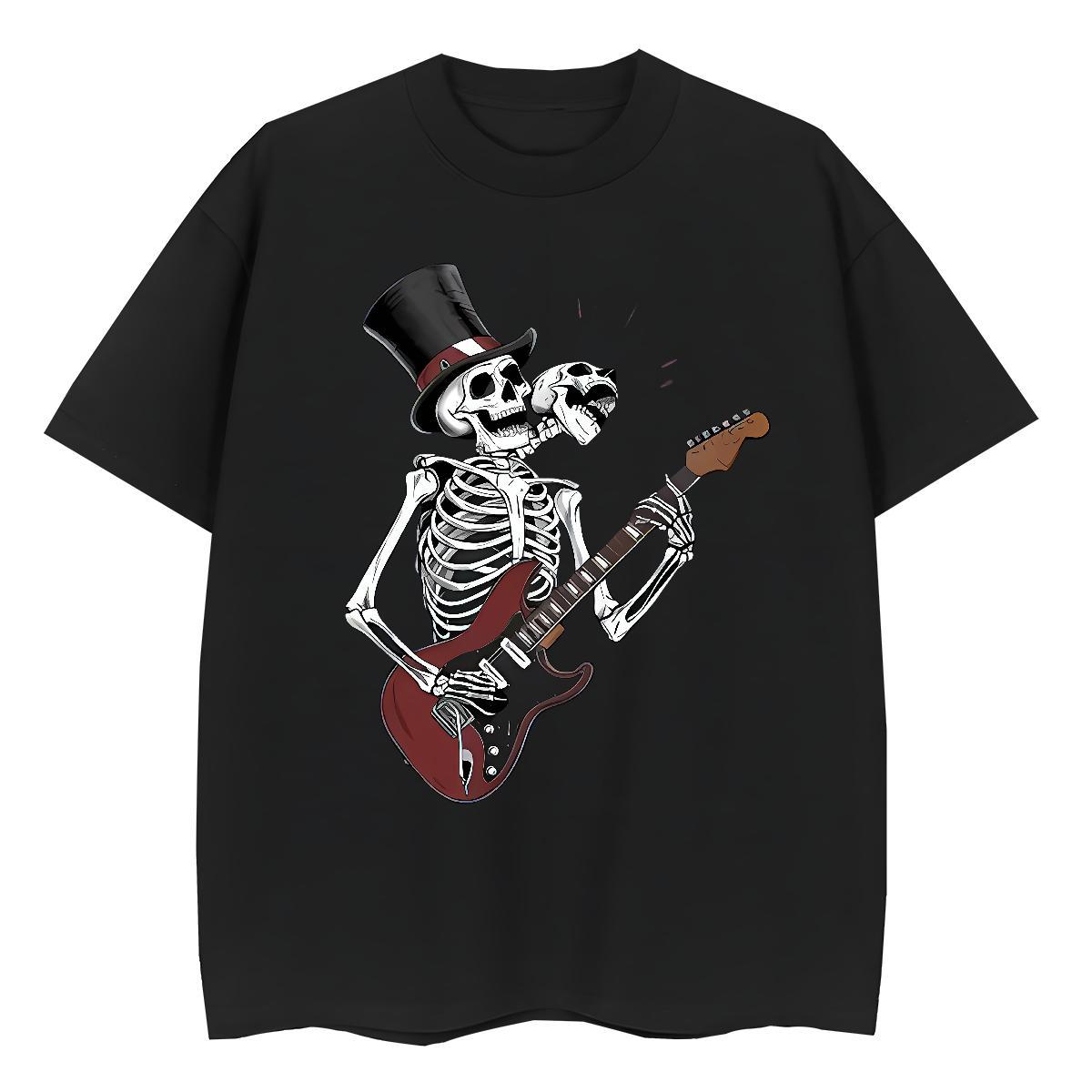 2024 DIY T Shirt For Woman 230g Cotton Breathable Short Sleeve Beach skull Unisex Tshirts Loose fit Custom Cartoon Tees Shirts