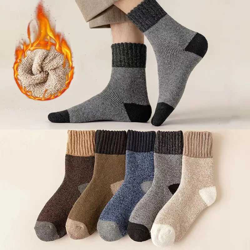 Mens Wool Socks Super Thick Terry Winter Warm Socks Fashion Style Mid Tube Socks Snow Socks High Quality Mens SocksXJ241019