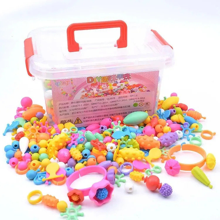 DIY childrens handmade bead educational toys replaceable cordless bead necklace bracelets girls wear bead material bags 241018