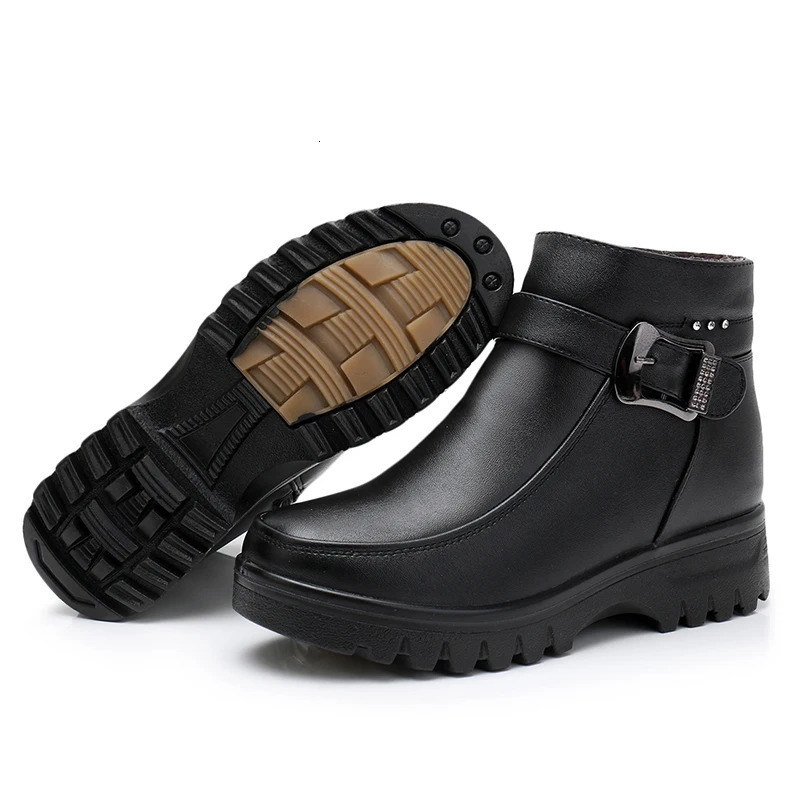 GKTINOO Fashion Winter Womens Genuine Leather Ankle Boots Womens Thick Plush Warm Snow Boots Waterproof and Non slip Boots 241018