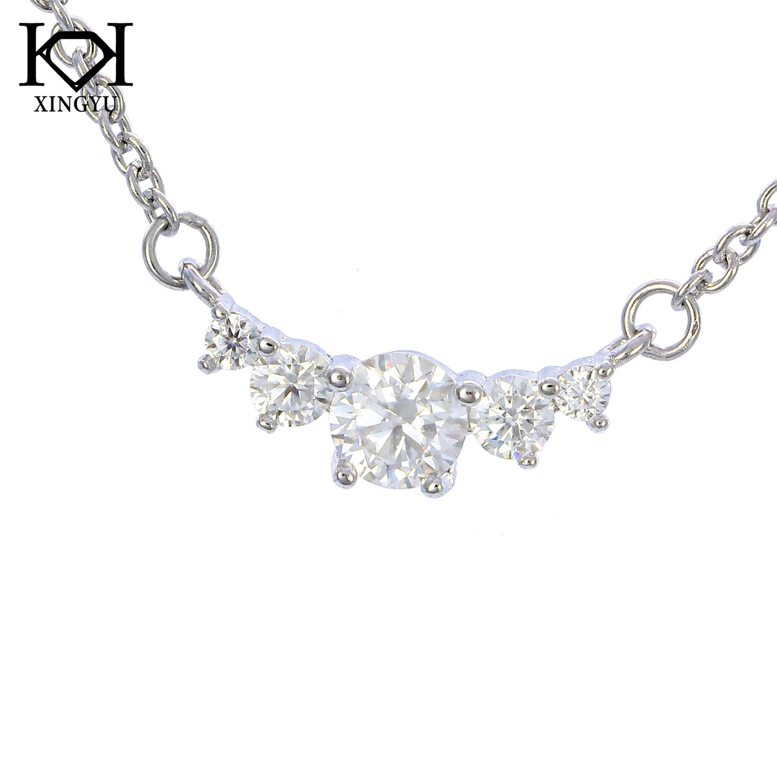 S925 Silver Pendant Womens Simple Fashion Sparkling Smile D-Class Five piece Necklace 241018