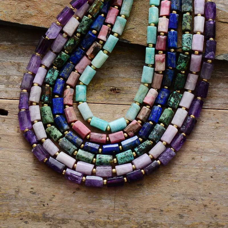 High end natural stone Apatite Lariat necklace womens exquisite bead single-layer necklace Teengirl OL jewelry gift 241018