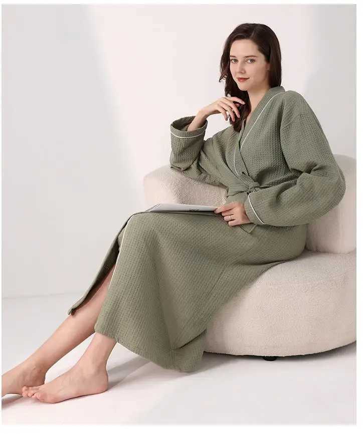 Cotton Waffle Kimono Couples Sauna Clothing 2024 New Water Uptake Robe Men And Women Quick-drying Bathrobe Hotel Spa RobesXJ241018