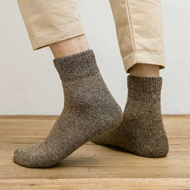 Men Merino Wool Sock Super Thick Thermal Hiking Winter Warm Boot Heavy Soft Cozy Socks for Cold Weather Plush Boots Tube SocksXJ241019