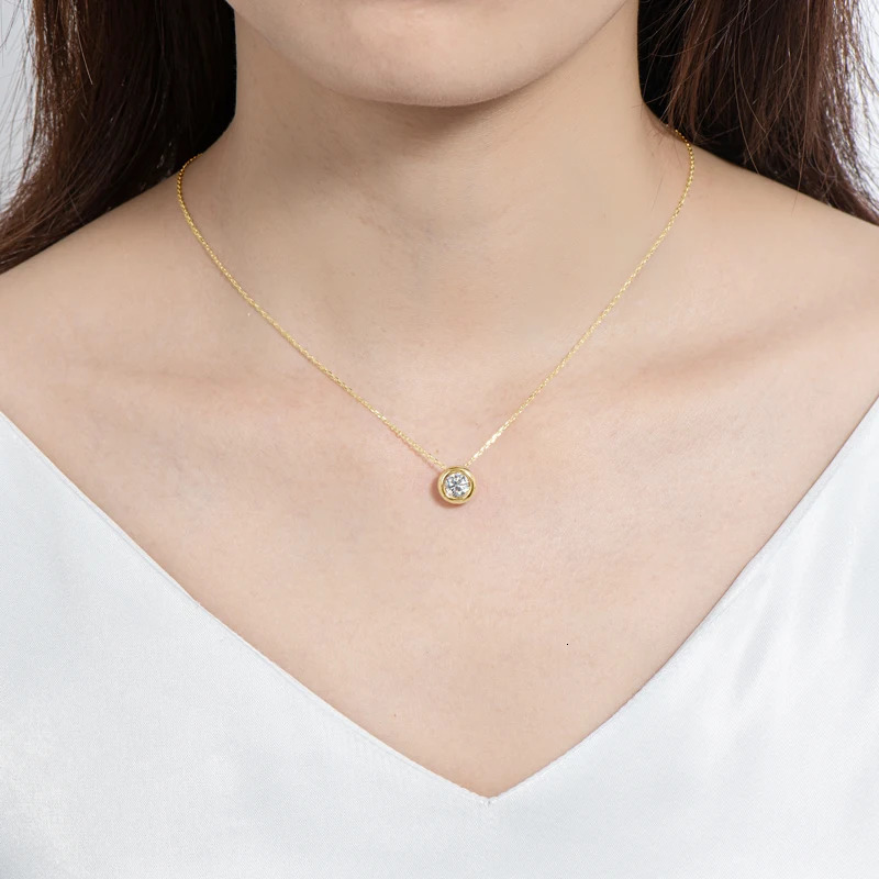 IOGOU Real D VVS1 Necklaces 6.5mm Round Pendant Suitable for Women 100% Silver 925 Gold Color Exquisite Jewelry Wholesale 241018