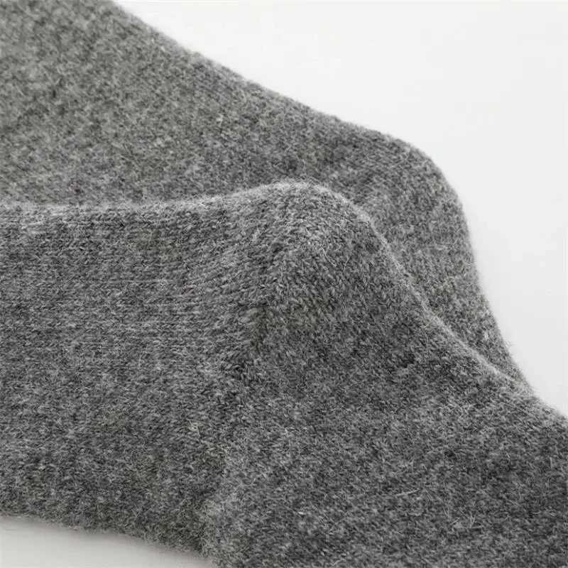 3Pairs/Mens Socks Winter Warm Solid Color Wool Thermal Socks Super Thick Snow Socks Comfort Happy Long Tube Wool Socks EU38-46XJ241019