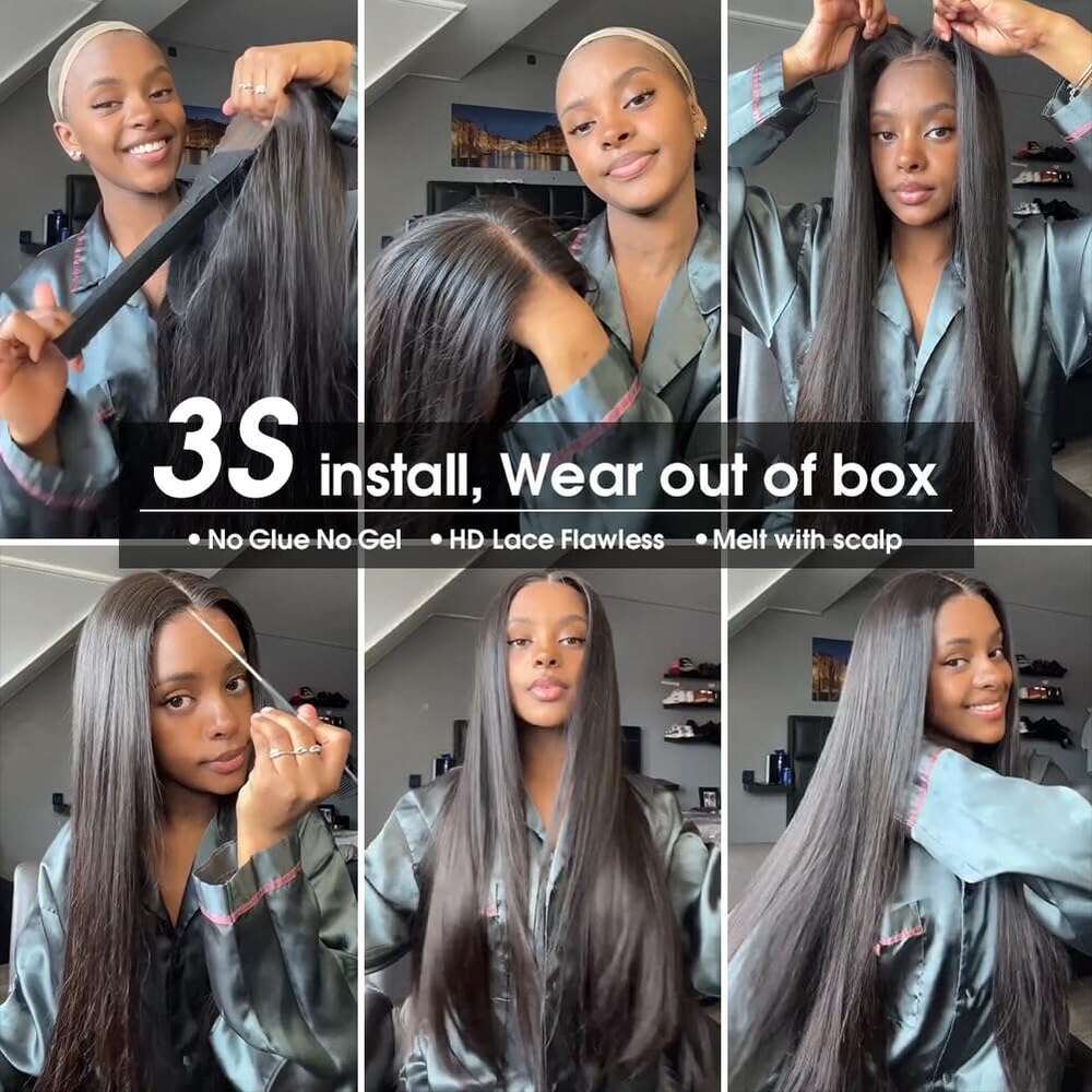 Cut x Pre Glueless Wig Human Hair Ready To Wear And Go Preplucked Brazilian Bone Straight Real Wigs For Women plucked s