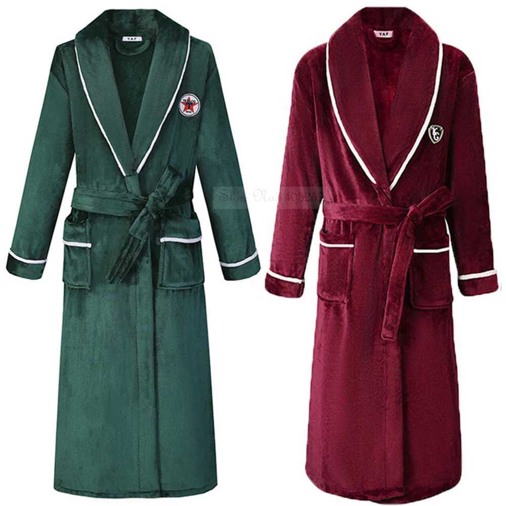 Warm Sleepwear Kimono Bathrobe Gown Thickened Plus Size Loose Coral Fleece Homewear New Winter Couple Flannel Robe LoungewearXJ241018