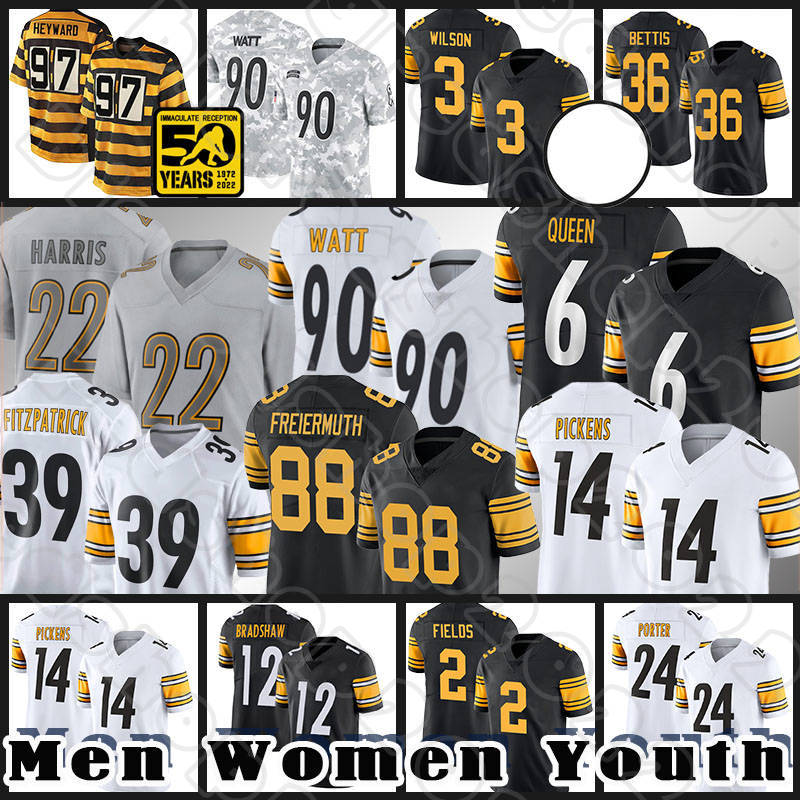 T.J. Watt Justin Fields Football Jerseys George Pickens Joey Porter Jr. Najee Harris Troy Polamalu Patrick Queen Pat Freiermuth Minkah Fitzpatrick Harris Kyle Allen