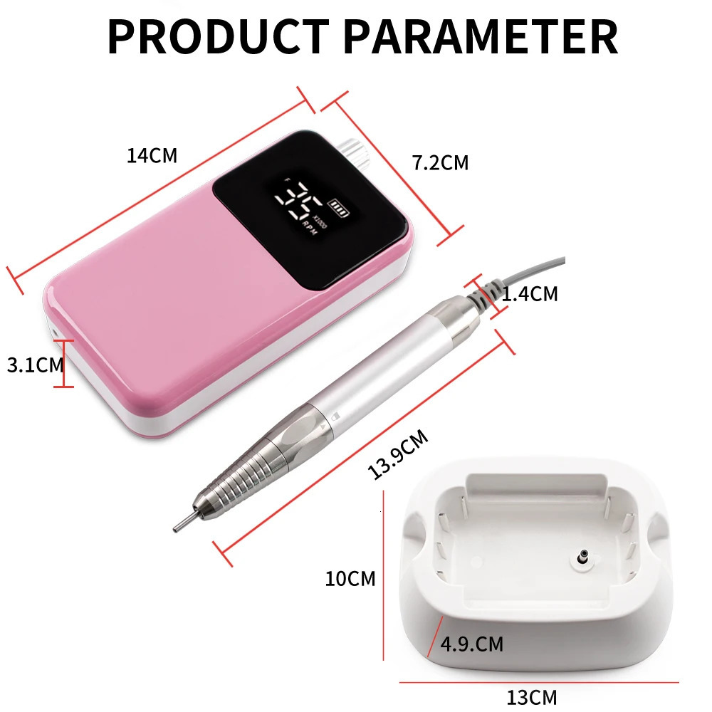 Professional electric nail drill 35000RPM rechargeable nail file nail accessories gel nail polish sander low noise 241007