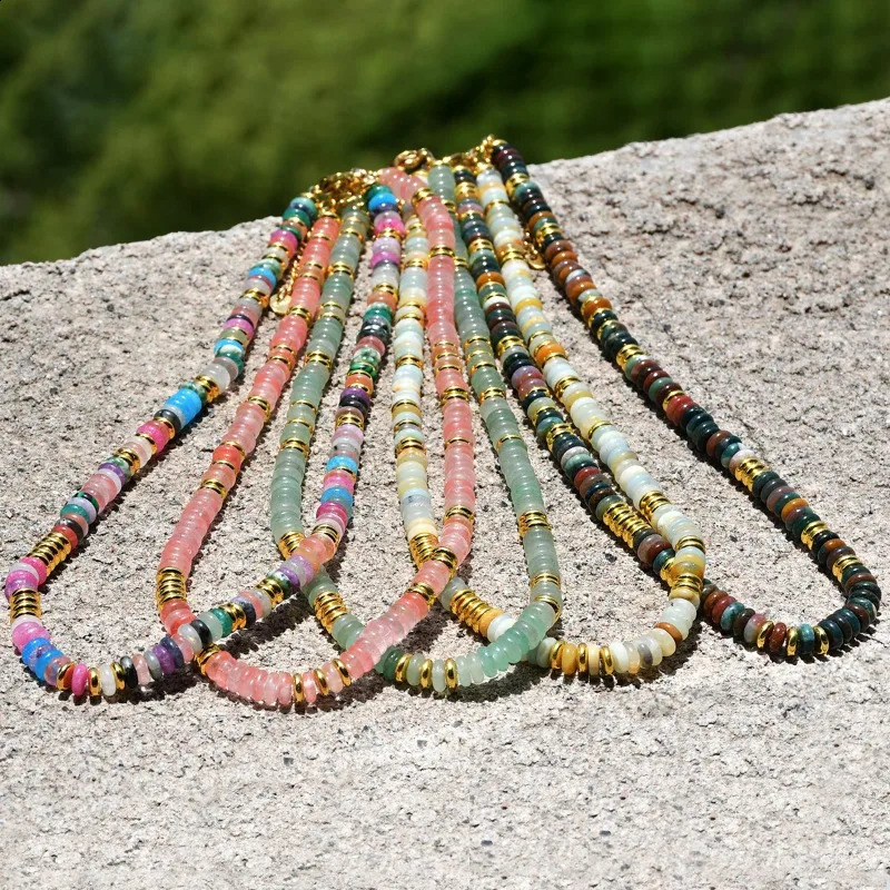 Bohemian bead necklace gemstone natural stone freshwater pearl surfer summer beach handmade jewelry accessories 241019