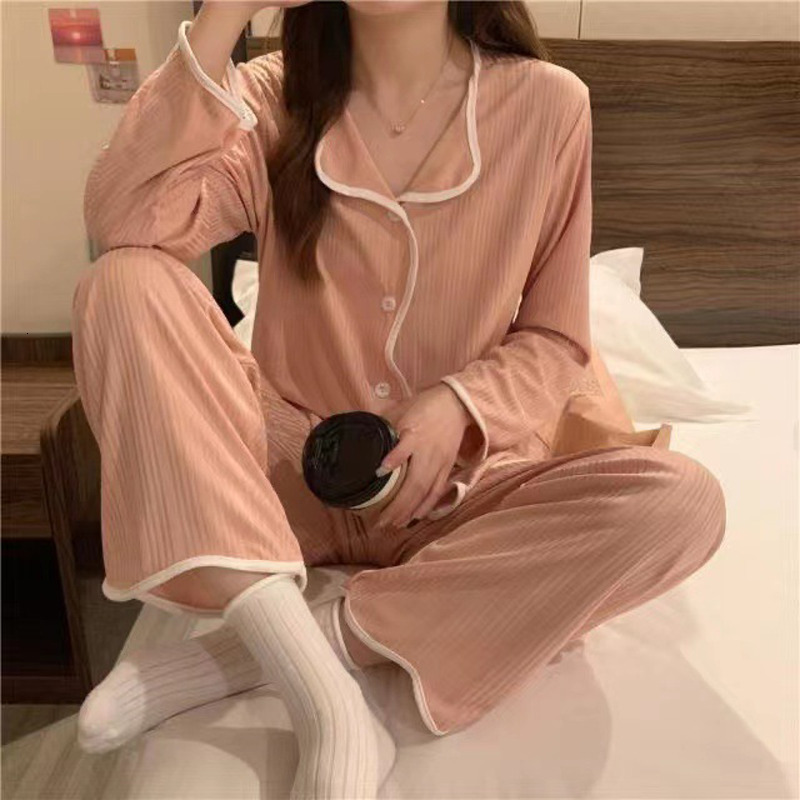 fashion 2025 New designer long sleeved long pants Pamas set women's simple easy pull with women's casual wear loose suit