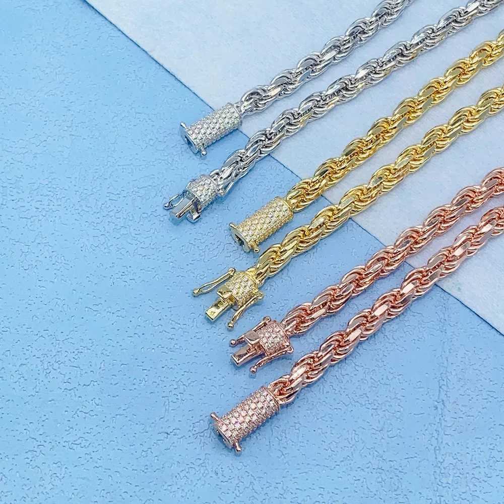 Newest Hiphop Sterling Sier 6mm Rope Chain for Women Men Pave Moissanite Buckle Cuban Necklace Fine Jewelry Free delivery to your doorstep