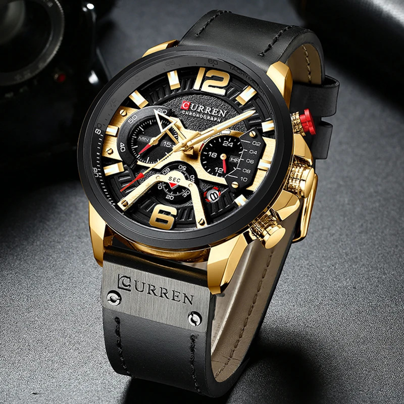 Curren Mens Leisure Sports Watch Top Military Leather Watch Mens Watch Fashion Timing Watch 241019