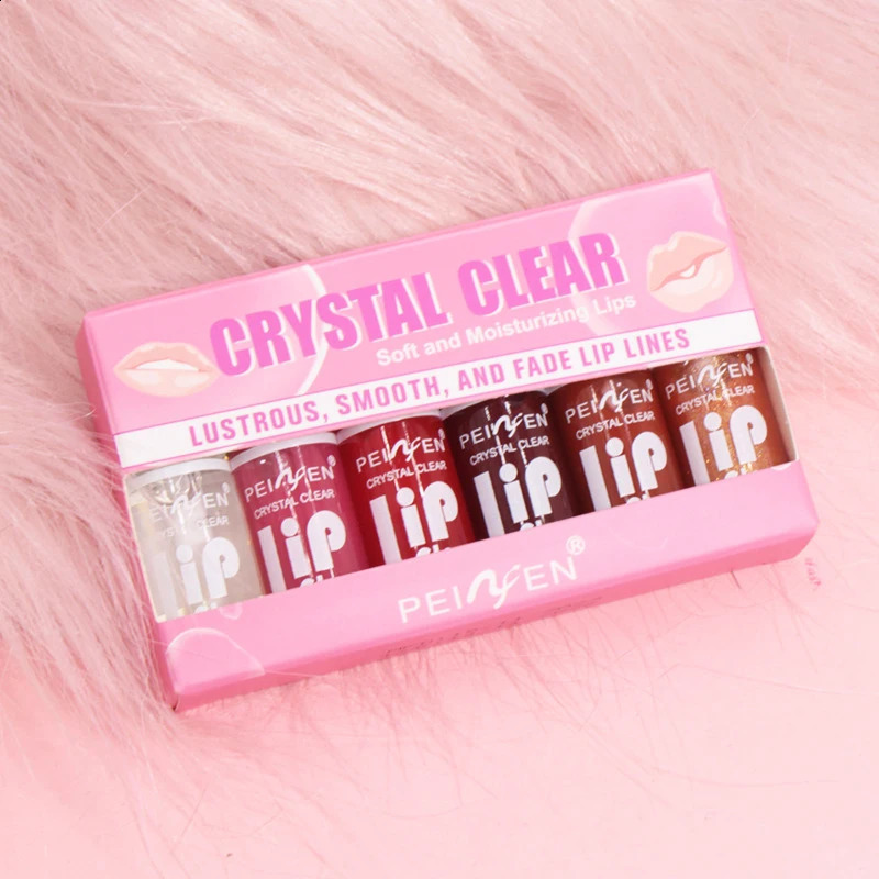 6PCS Moisturizing Lip Gloss Transparent Lip Oil Hydrating Lip Glaze Lip Plumper Hydrating Make Up Liquid Lipstick Set Cosmetics 241010