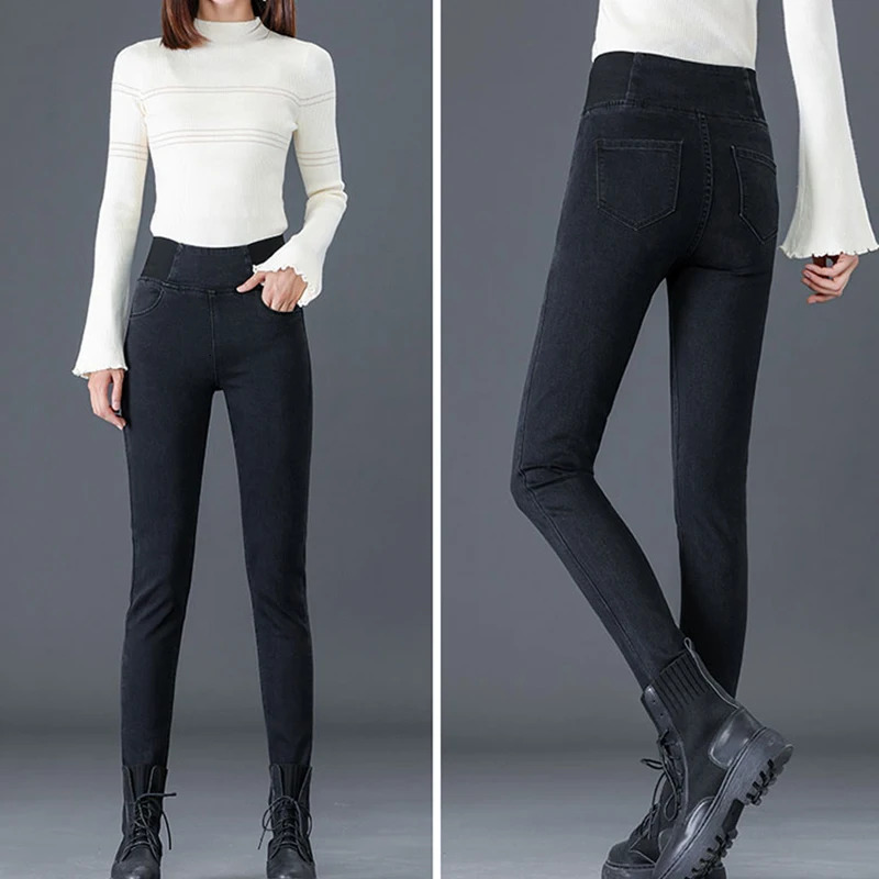 Oversize 2638 Black Skinny Pencil Jean High Waist Slim Denim Pants Stretch Leggings Vaqueros Casual Pantalones 2024 241007