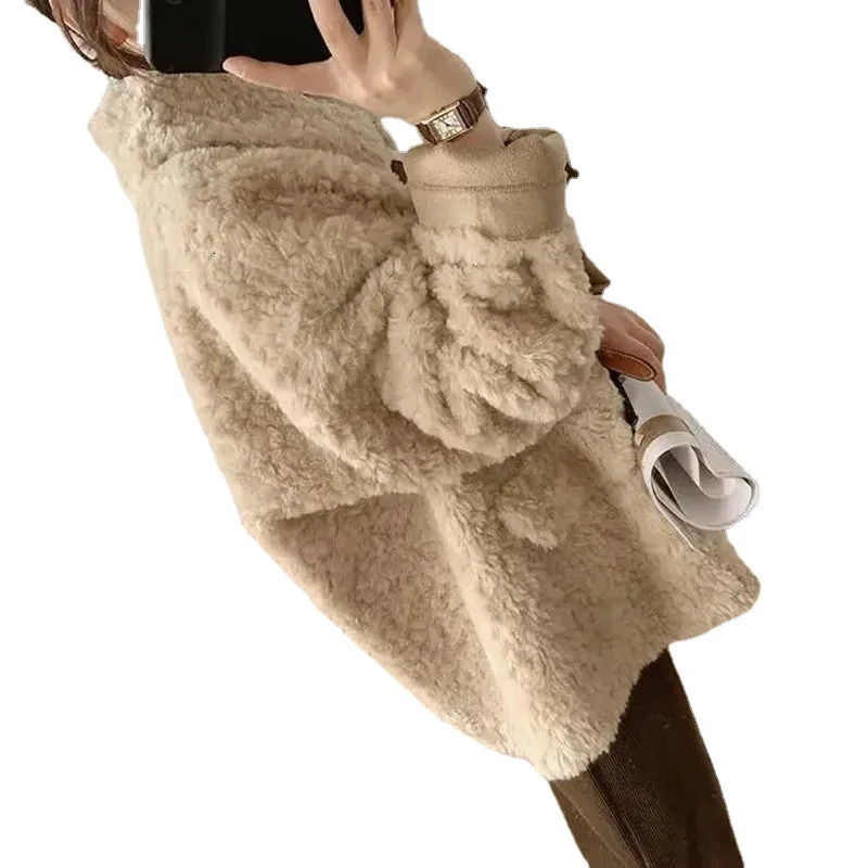 Winter wool jacket womens synthetic wool coat womens suede fur coat mens warm and thick sheepskin coat 241007
