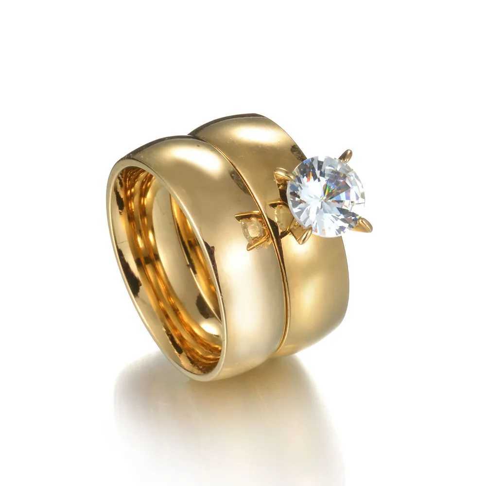 MMS Fashion Double Ring Set Womens Removable Ring Couple Party Wedding Water Diamond Ring Transparent Crystal Ring Y241019