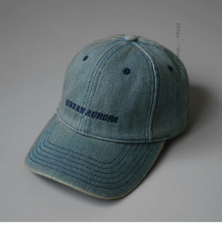 Street Retro Washed Distressed Denim Baseball Cap Men and Women Couple Simple Letters Embroidered Peaked Cap 241009