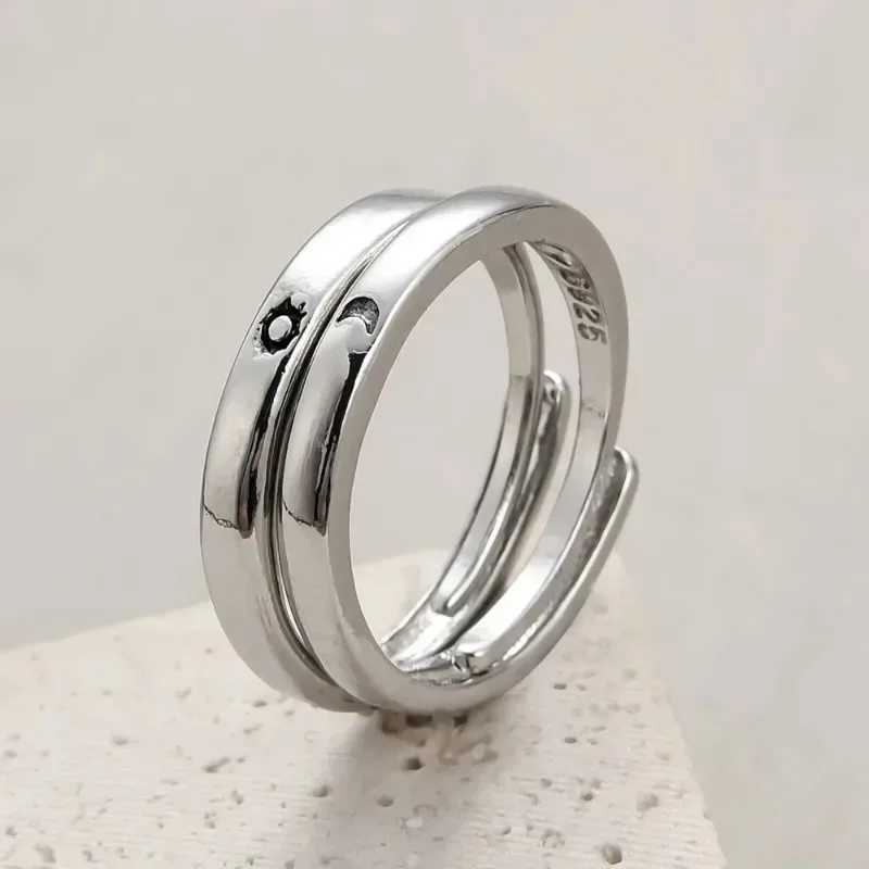 Fashion Simple Couple Ring Lover Sun Moon Opening Adjustable Rings Set Women Wedding Anniversary Valentine Day Jewelry Gifts Y241019