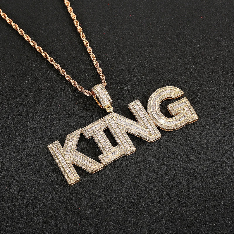Customized Bigger Letters Name Pendant Iced Out Zircon Name Nekclace with Rope Chain Choker for Women Hiphop Necklace for Man 241019