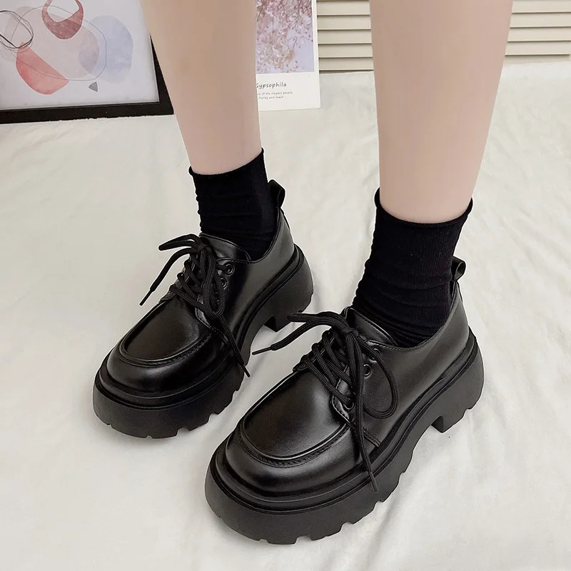 Womens Spring Black Platform Flat Shoes Womens Soft Padded Slippers er Casual Leather Oxford 241019