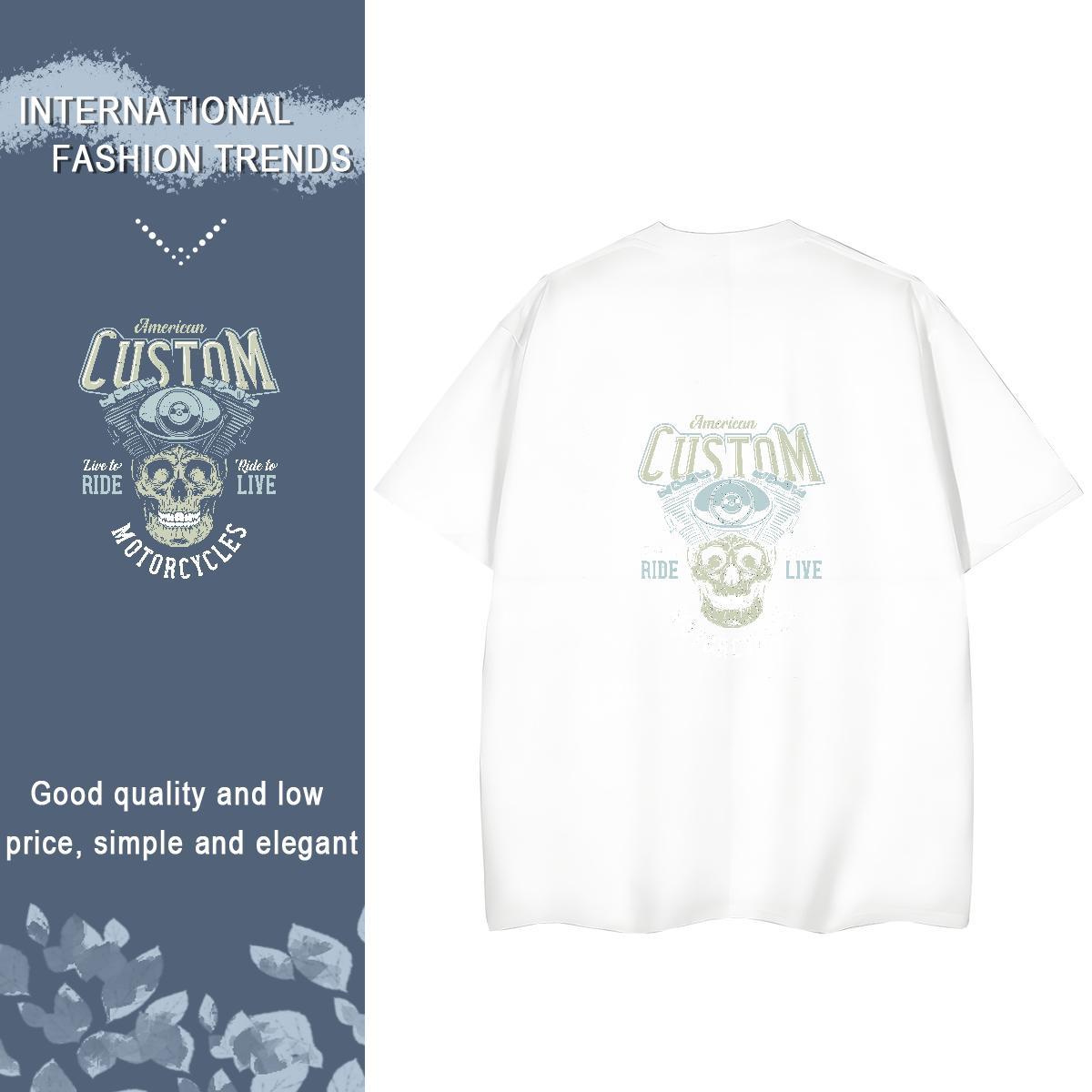 Classic T Shirt For Woman 230g Pure Cotton Breathable Crew Neck Outdoor skull Couples T Shirts Nice Anime Tops