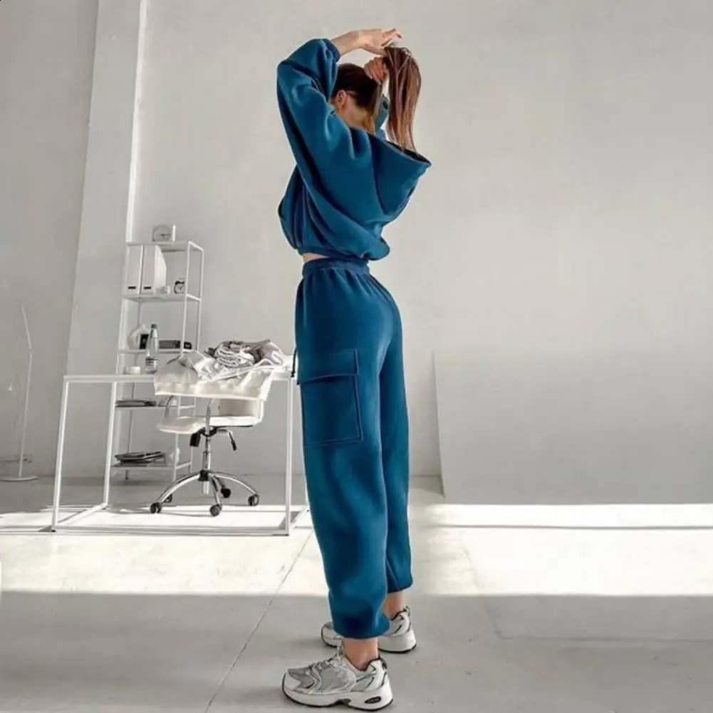 Women Loungewear Set Womens Hooded Sport Fitness Tracksuit Set with Elastic Cuff Hoodie High Waist Ankle-banded for Active 241010