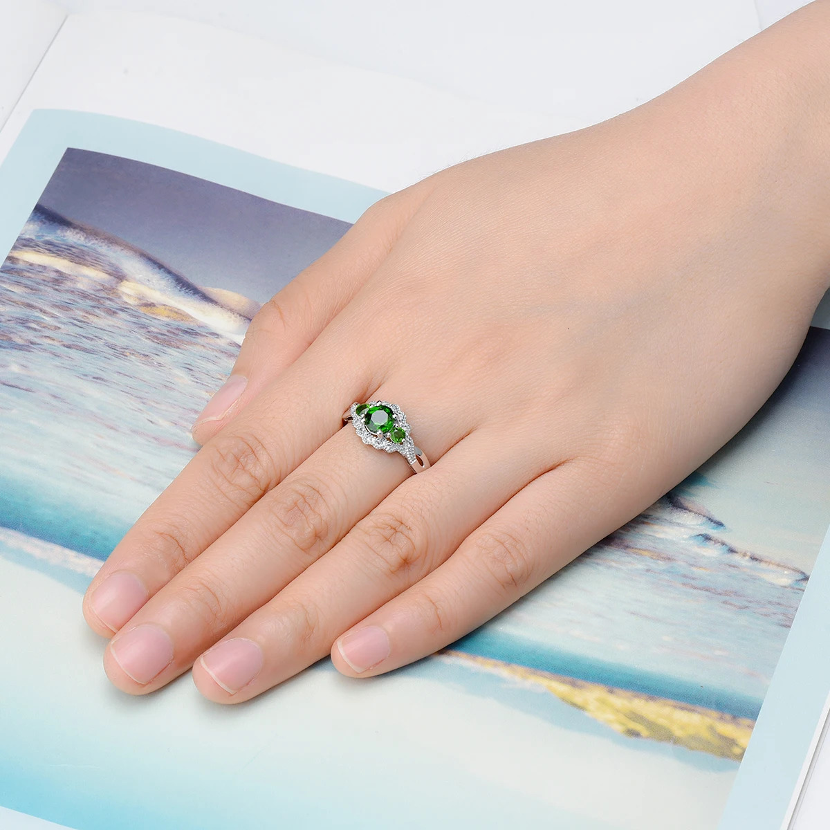 Stock Clearance Natural Chrome Diopside 925 Sterling Silver Ring Genuine Gemstone Special Style Fine Jewelry for Wedding 241010