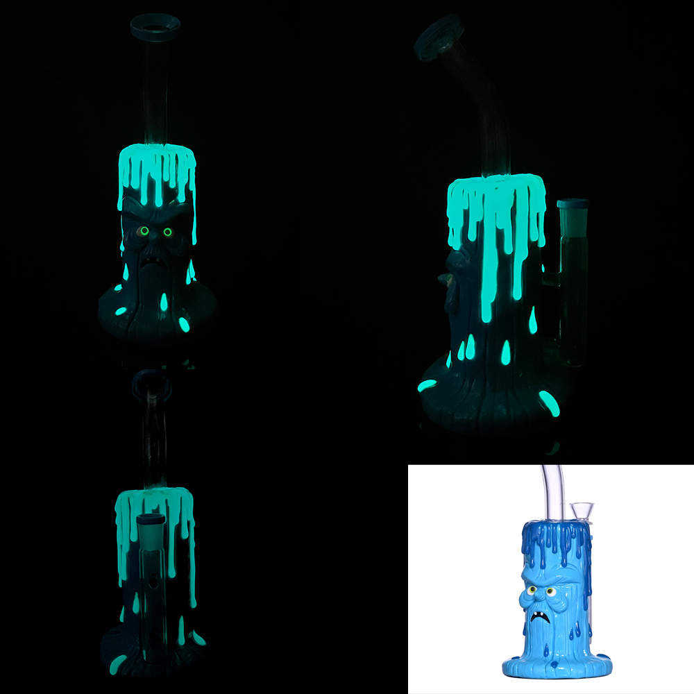 9.4in,HippiesGlass,Glass Bubbler With Fixed Diffuser Downstem Water Pipe Bong,Colored Polymer Clay Glass Water Pipe,3D Cute Glass Bong,Glass Hookah,Gl