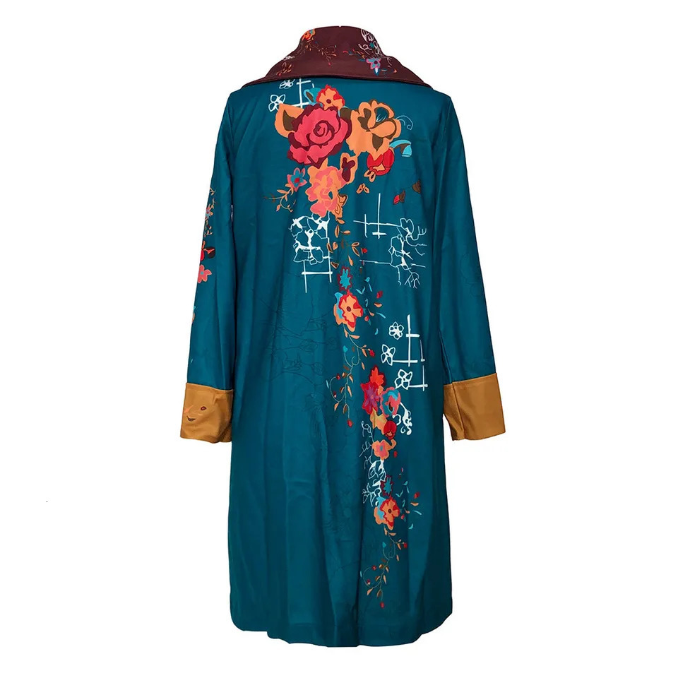 Womens floral printed long sleeved coat womens long sleeved wool coat womens winter down jacket womens long jacket 241019