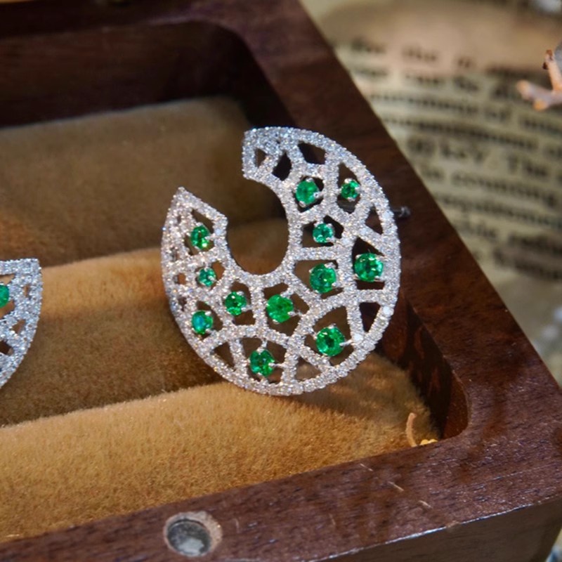 2024 Emerald Stud Earrings: Sterg Sier Round Cut CZ Dia Banquet Party Women's Wedding Jewelry Gift