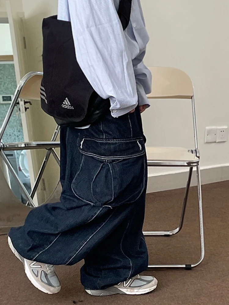 HOUZHOU Y2K Baggy Jeans for Women Oversize Denim Cargo Pants Female Wide Leg Trousers Japanese Streetwear Hip Hop Harajuku 241019