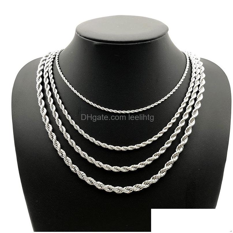 Stainless Steel Rope Chain Necklace 25Mm Never Fade Waterproof Choker Men Women Twist Hip Hop 316L Silver Gifts 1824 Inches Drop Deli Otj1A