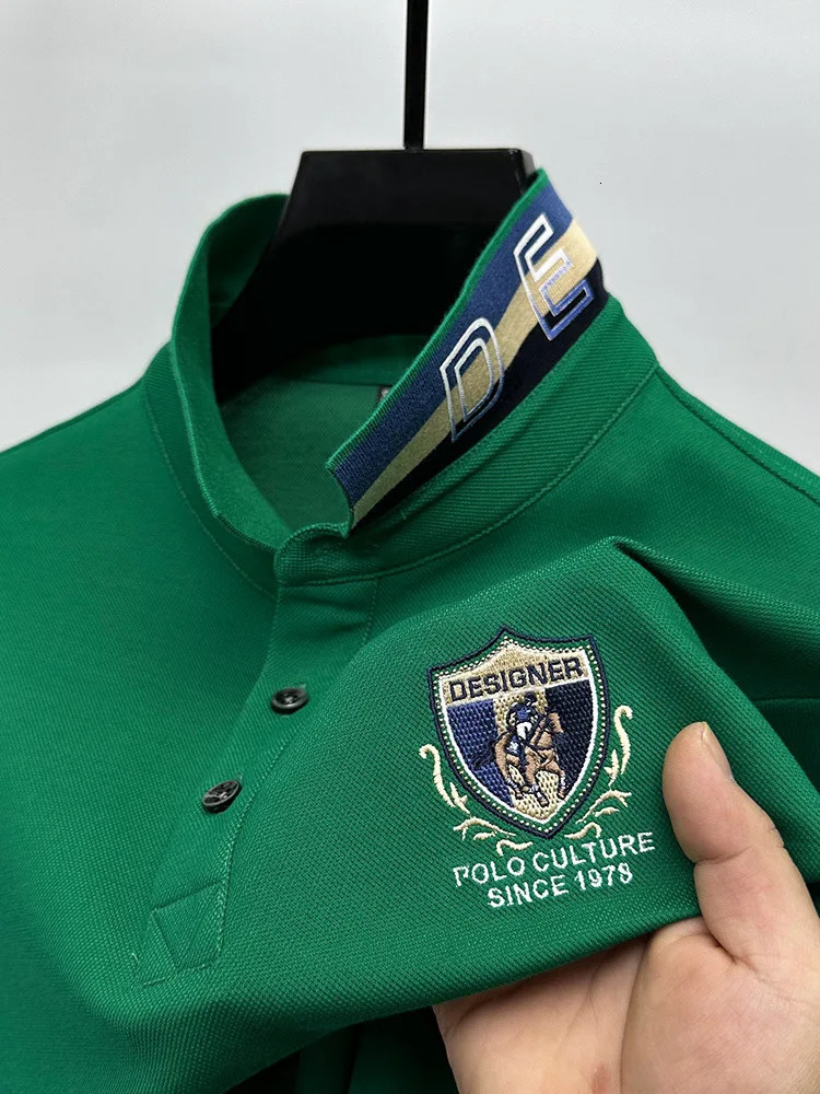 100 cotton highend POLO shirt short sleeved mens 2024 summer exquisite letter embroidery fashion business Tshirt 241010