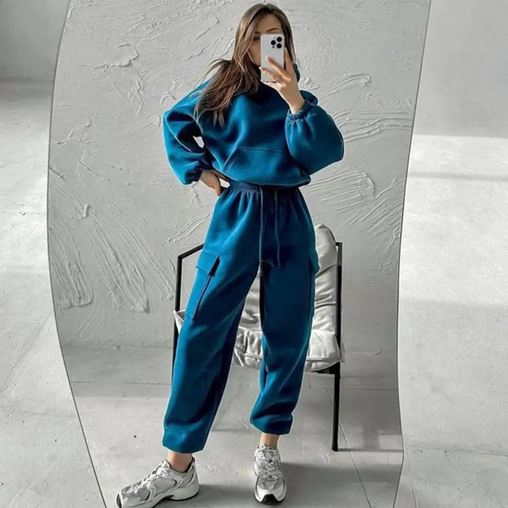Women Loungewear Set Womens Hooded Sport Fitness Tracksuit Set with Elastic Cuff Hoodie High Waist Ankle-banded for Active 241010
