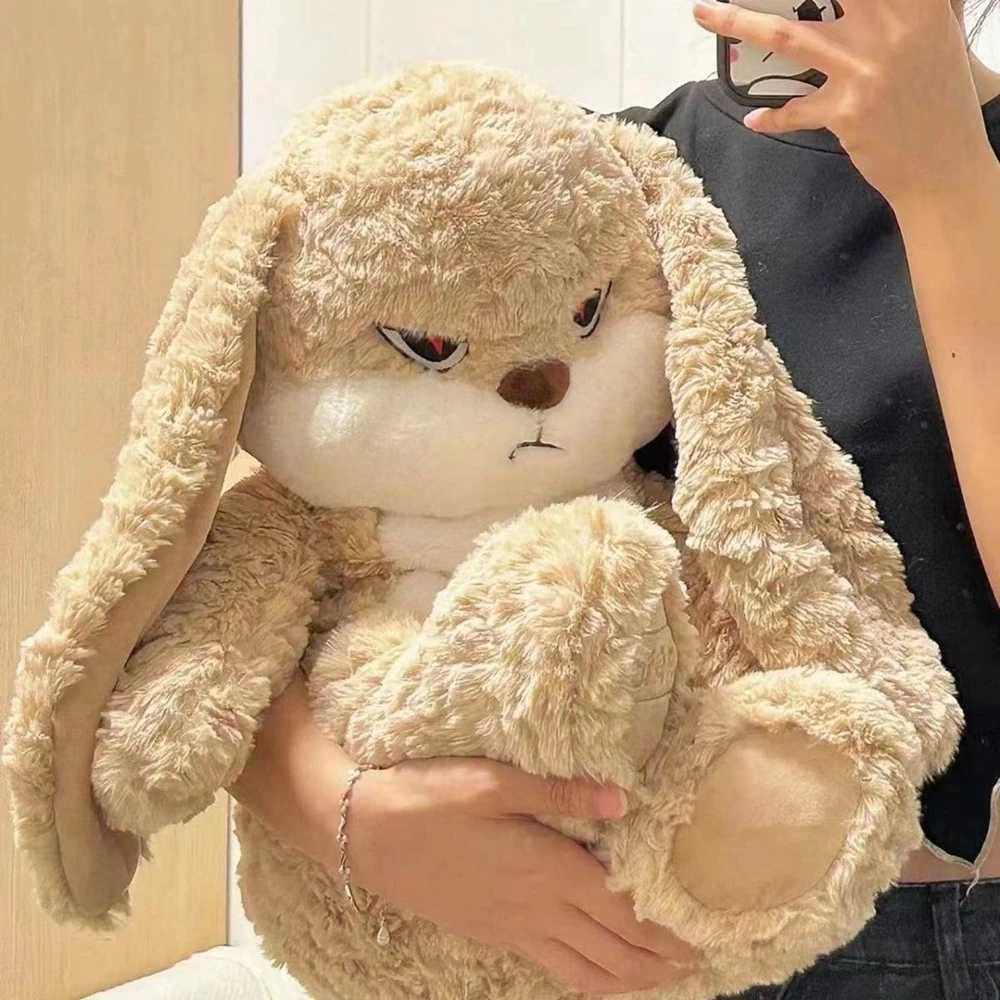 35CM Cute Long Ears Bunny Plush Toy Long Hair Large Seeping Pillow Rabbit Animal Doll To Give Children Christmas Birthday GiftXJ241019