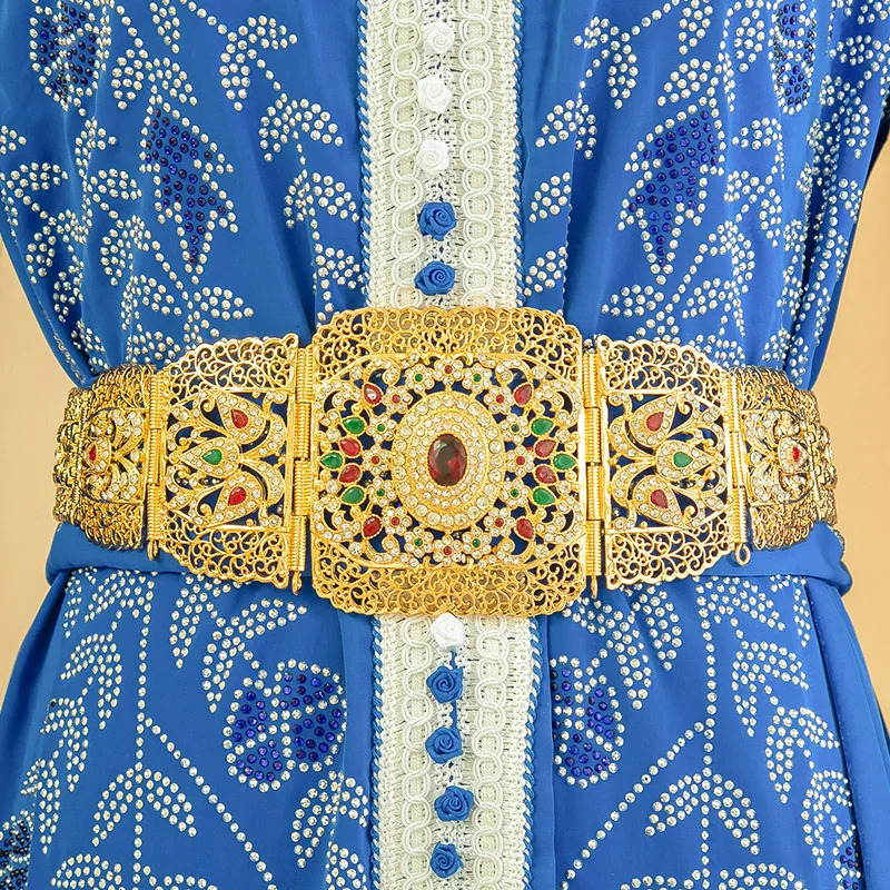 Arabian Kaftan metal belt suitable for womens wedding dresses body jewelry gold Moroccan belt adjustable length 241019