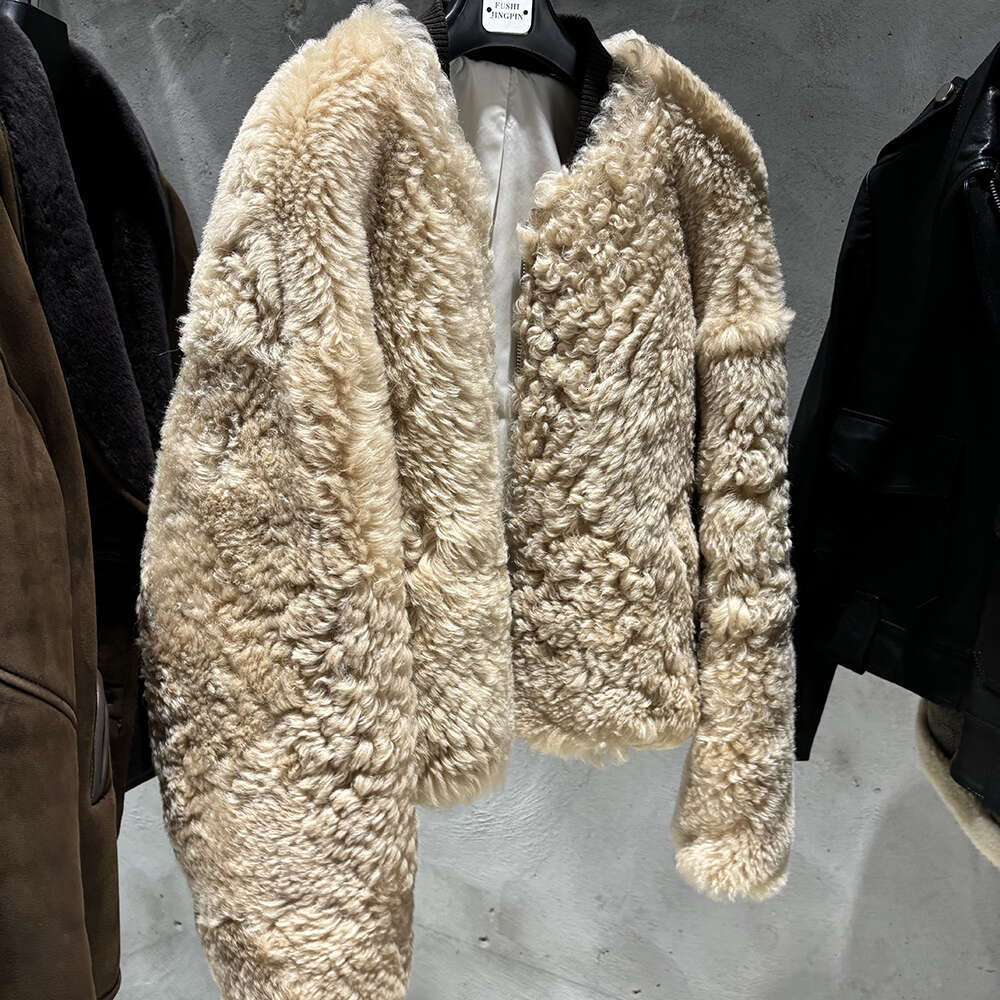 Yoloagain 2024 Winter Oversized Sheep Jacket Real Lamb Fur Coat Women