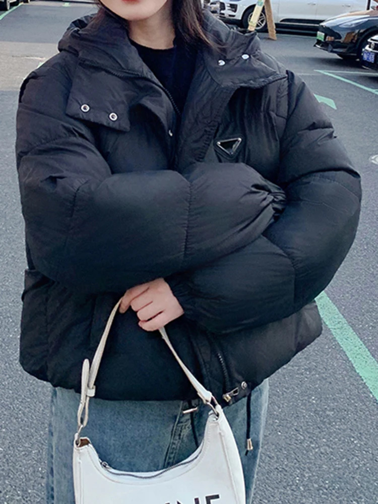 Aotvotee Winter Coat Women Parkas Cropped Hooded Casual Loose Thicken Warm Jacket Korean Fall Down Cotton Fashion 241007