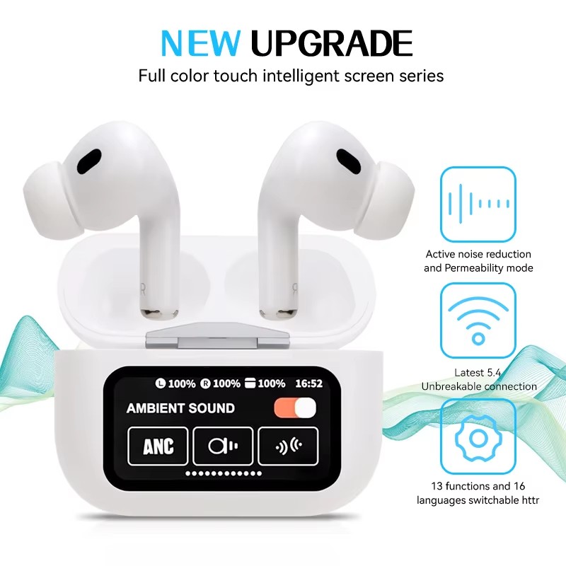 Bluetooth headphones Multifunctional Touch Screen ANC Noise Reduction Ultra-long Life In-ear Wireless Headset Earphone Earbuds for Mobile Smart Cell P