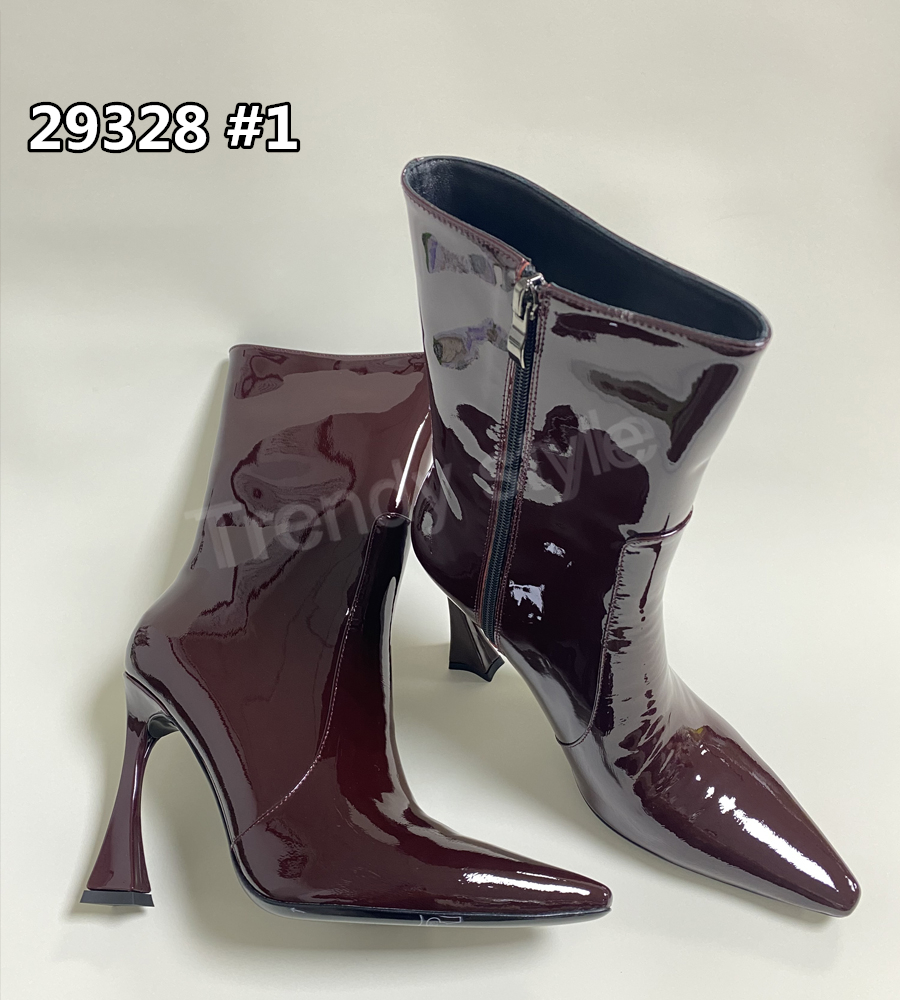 Women Leather Boot Mid calf Boots Pointed Toe High heel Vintage Fashion Shoes Size EU35-41