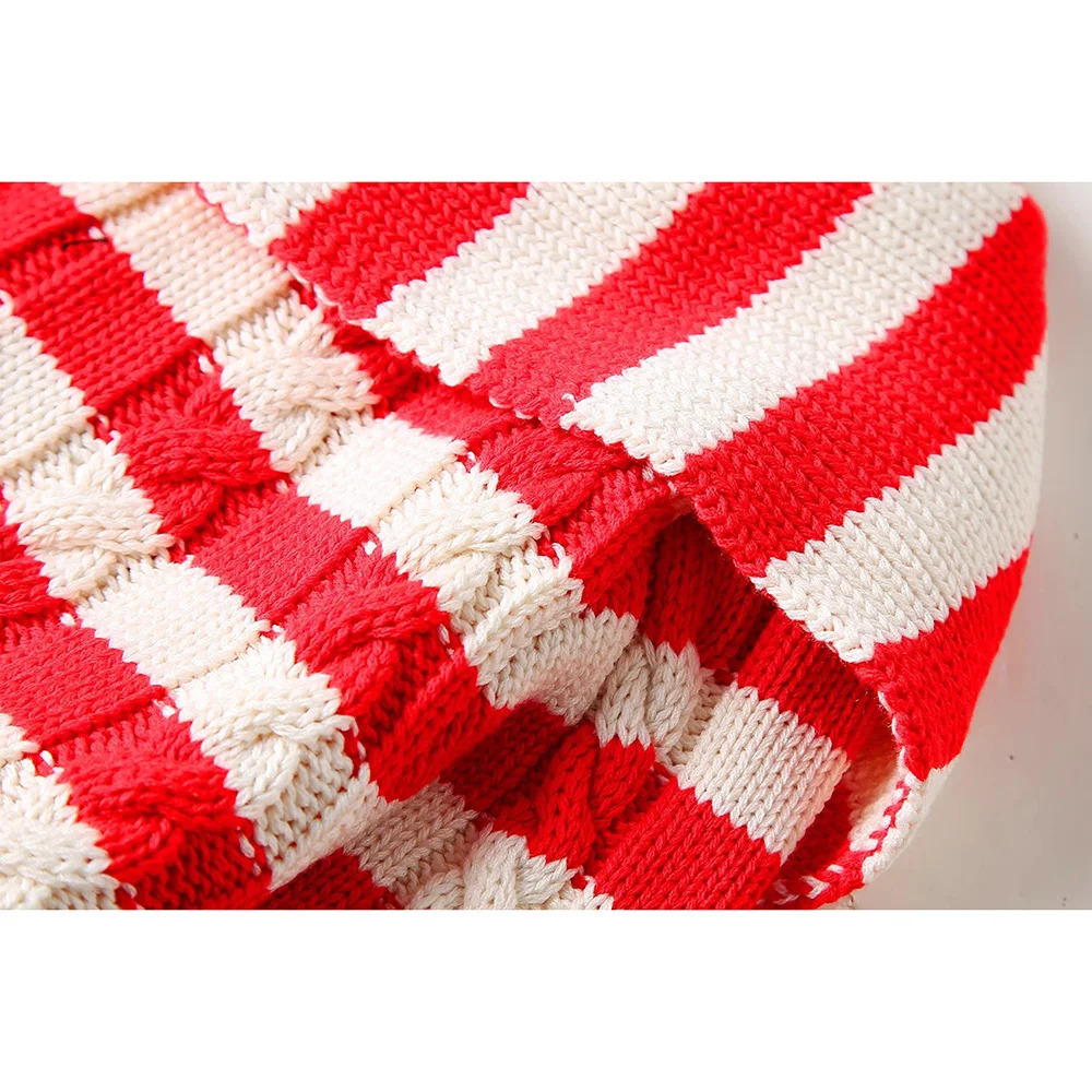 Aoaiys Knitted Open Knitted Womens Sweater Collar Autumn Winter Striped Coat Fashion Long Sleeve Single Chest 241019