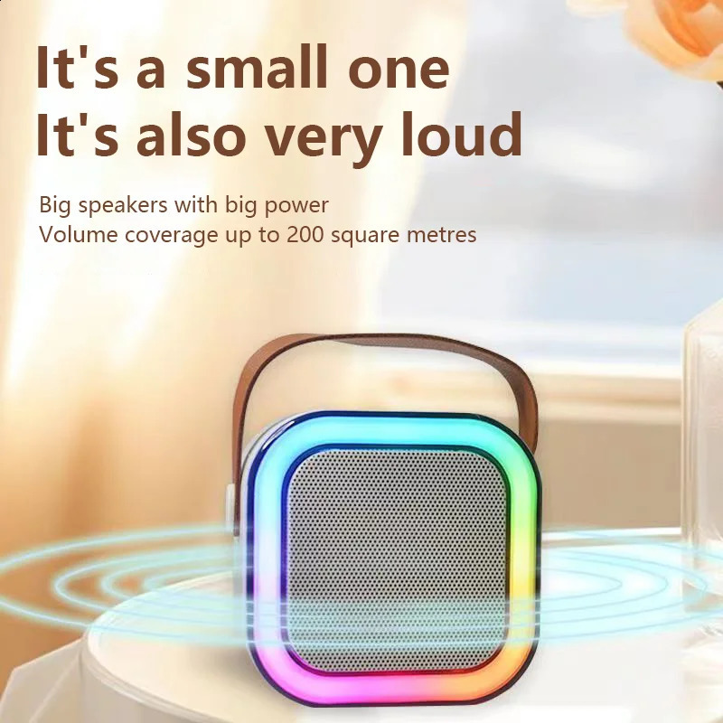 Portable wireless karaoke ser with microphone KTV ser with RGB color LED lights karaoke machine 241019