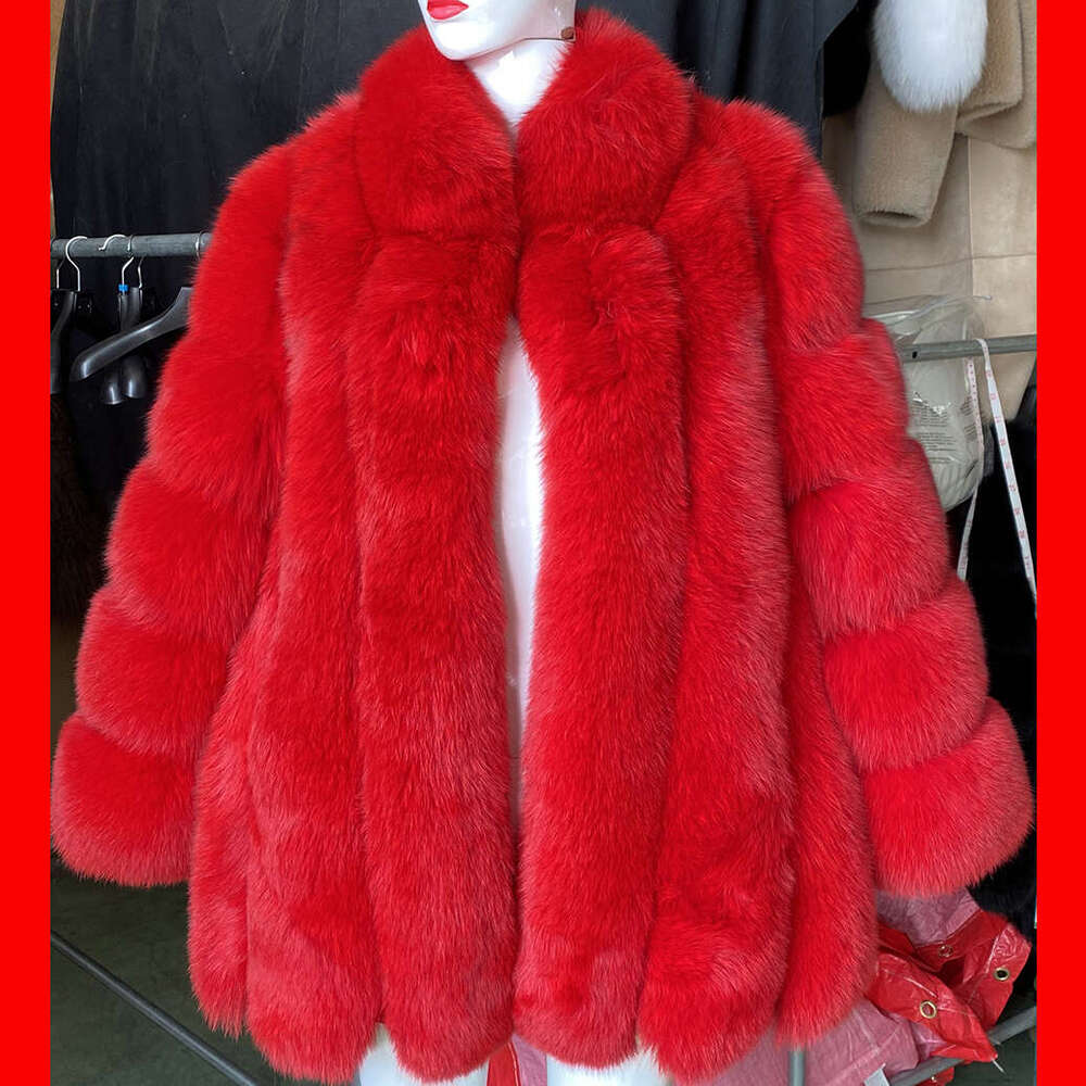 Yoloagain Women's Real Jacket Long 2024 Winter Warm Natural Fox Fur Coat With Collar