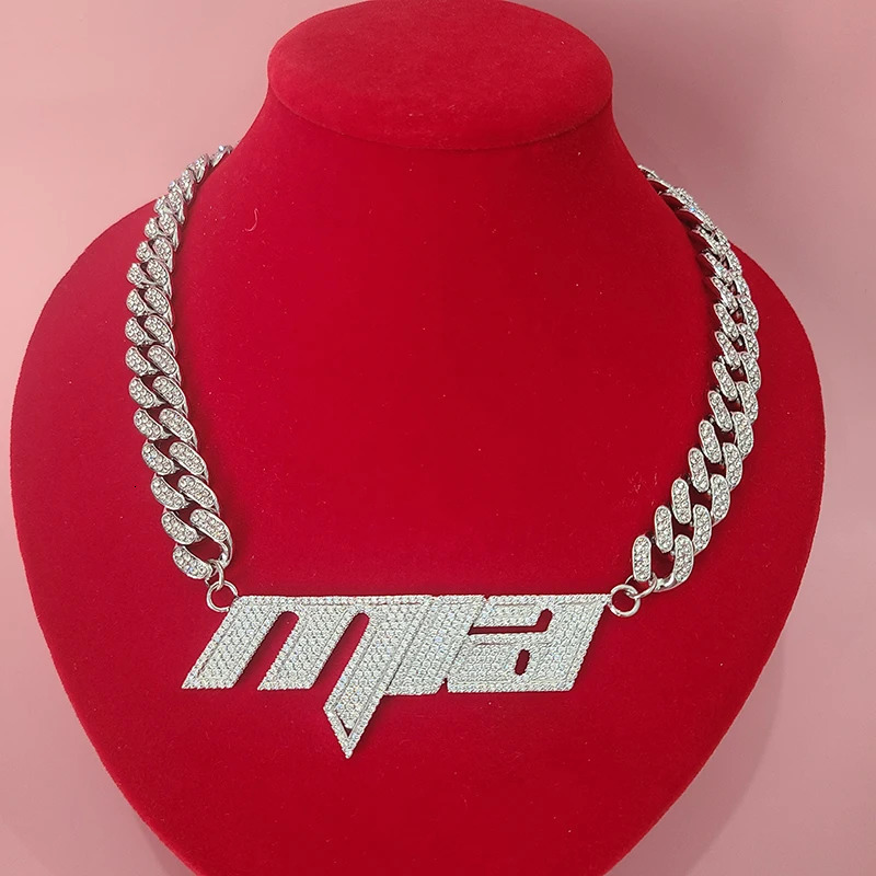 Custom Name Necklace Zirconia Baguette Letters Connect with 1.21 cm Cuban Chain Hip Hop Personalized Name Choker Necklace 241019
