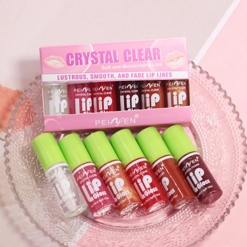 6PCS Moisturizing Lip Gloss Transparent Lip Oil Hydrating Lip Glaze Lip Plumper Hydrating Make Up Liquid Lipstick Set Cosmetics 241010