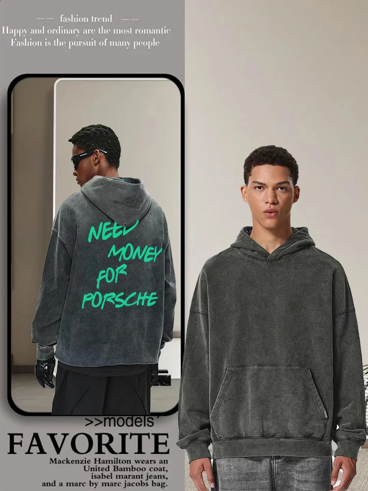 Fun Need Money Washed Old Sweater Fashion n Mens Womens Sweatshirt Fleece Oversized Couple Casual Hoodie 241019