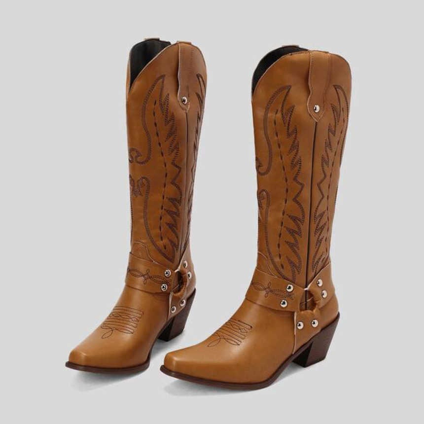 Fashion Boots Autumn Simple Western Long Boots With Solid Color Square Head Martin Boots Coarse Heel Fashion Boots Sleeve WoMens Boots 241008