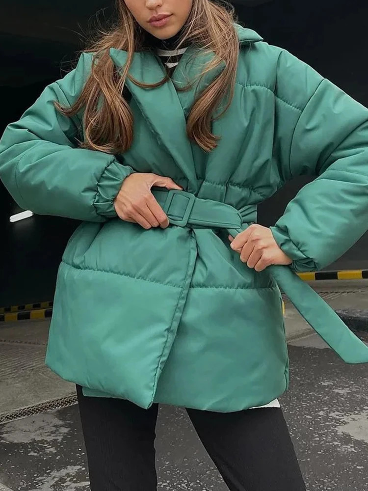 Winter Coat Womens Cotton Puffer Jacket Loose Parkas Vintage Bread Outwear Office Ladies Warm Quilted 241007